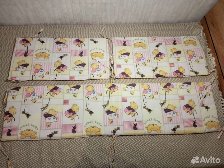 Бортики в детскую кроватку + постельное белье