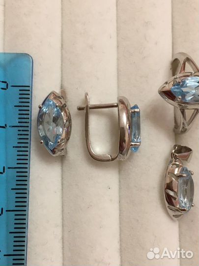 Комплект серебро 925 голубой топаз