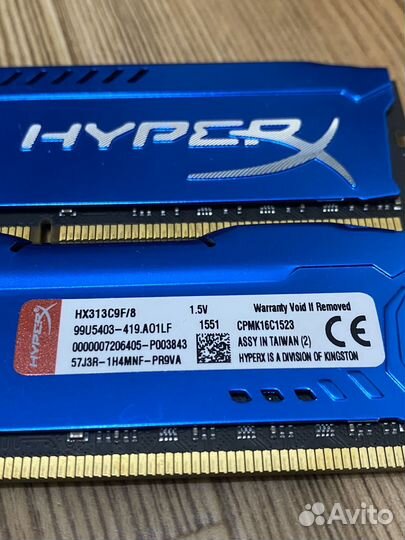 Оперативная память ddr3 Hyper x fury 8x2 GB