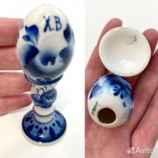 Статуэтки гжель подкова / яйцо / змея / башмачок