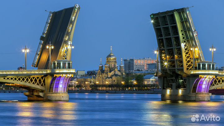 Под разводными мостами - ночная водная экскурсия