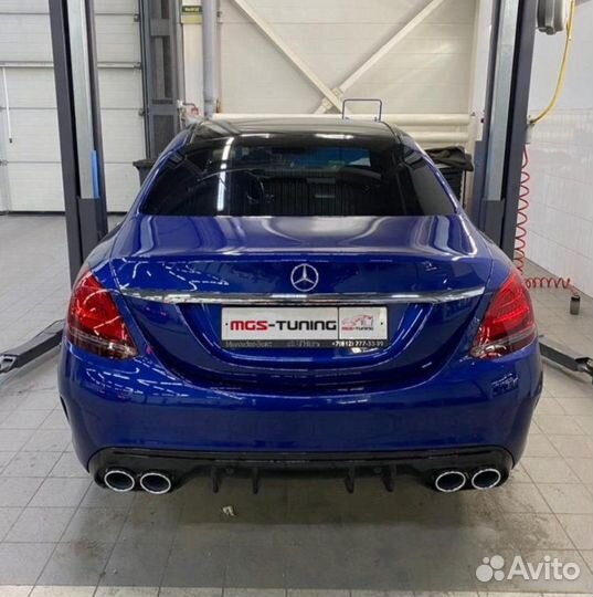 Диффузор + хром насадки w205 C43 AMG стиль 2019+