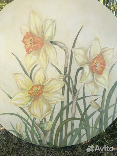 Картина маслом на холсте нарциссы