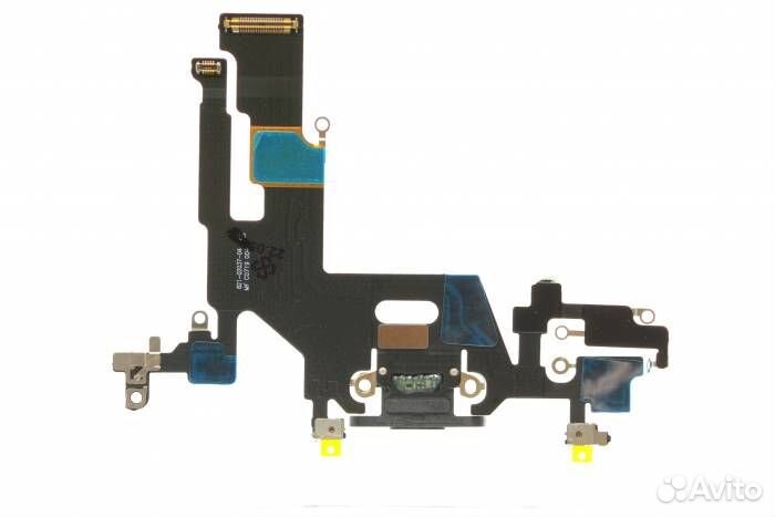 Шлейф для iPhone 11 разъем зарядки + микрофон (чер