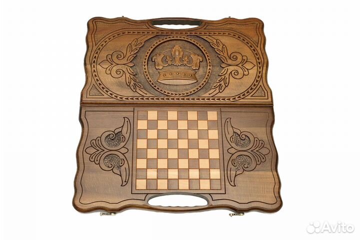 Нарды и шашки резные Корона 51 х 54 см бук Армения 62666