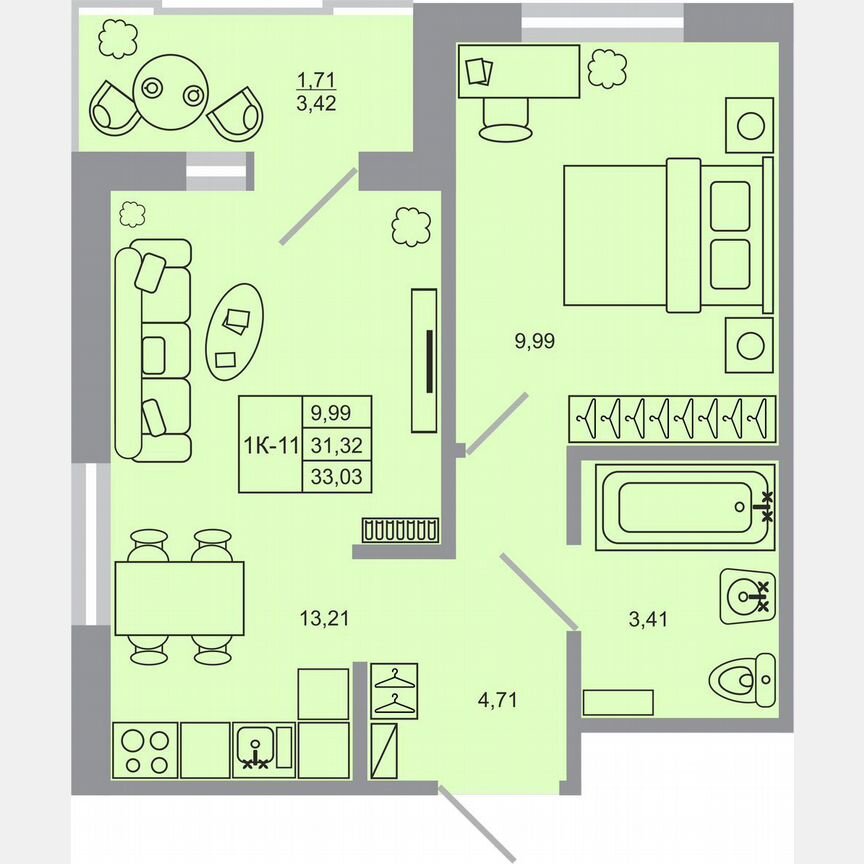 1-к. квартира, 33 м², 17/17 эт.