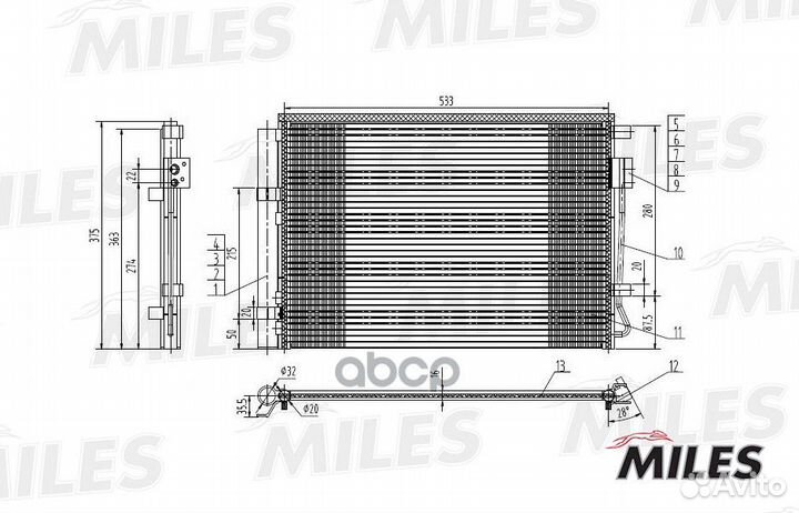 Конденсер hyundai solaris / KIA RIO 1.4/1.6 10