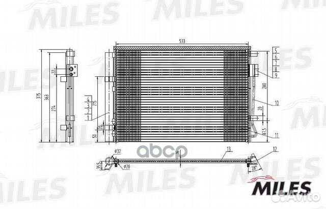 Конденсер hyundai solaris / KIA RIO 1.4/1.6 10