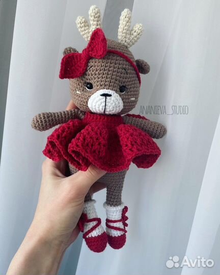 Игрушка вязаная Олененок под заказ