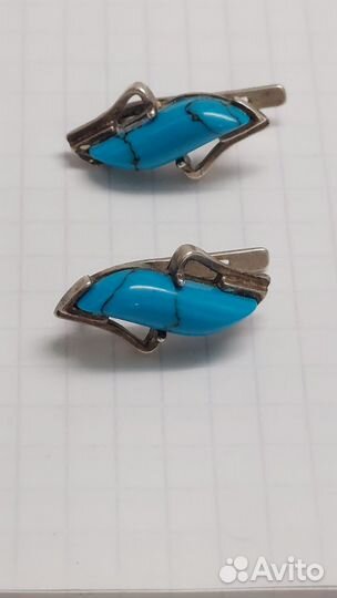 Серьги с бирюзой серебро