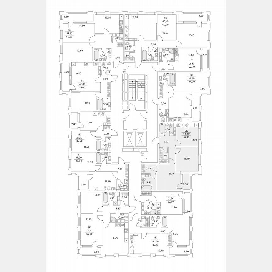 2-к. квартира, 69,3 м², 13/13 эт.