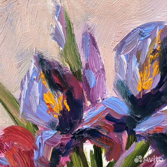 Картина маслом Цветы Пионы 30х20см