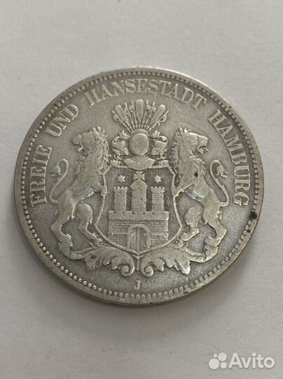 5 Марок J Гамбург 1875