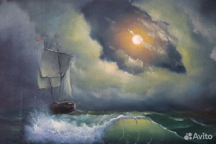 Картина Маслом Морской пейзаж Шторм