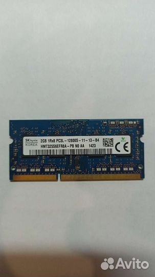 Оперативная память ddr3l 2gb sodimm 1600Mhz 1,35v