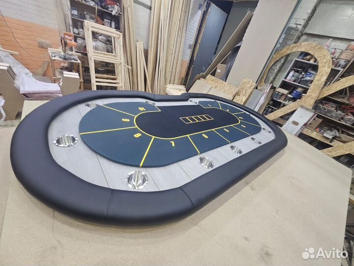 Покерный стол для игры в покер серый с ламинатом