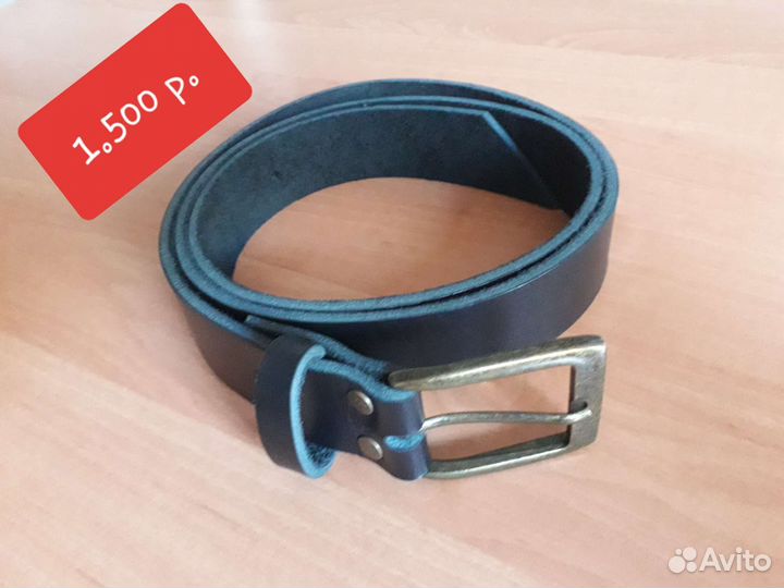 Ремень мужской черный кожа прочный