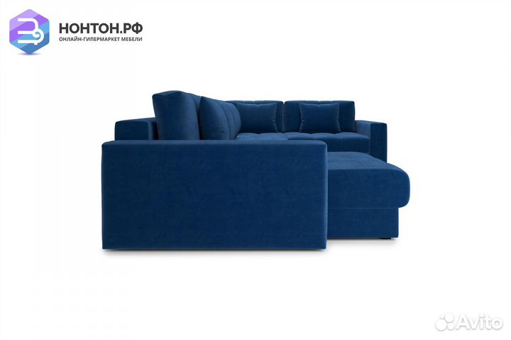 Диван п-образный тик-так Монарх темно-синий