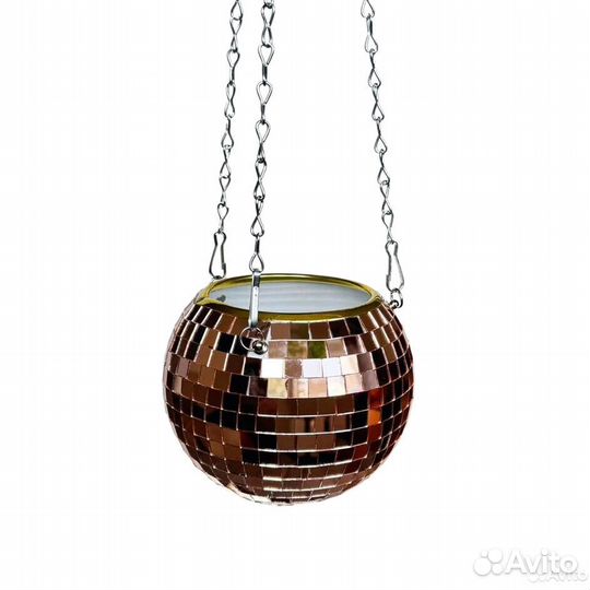 Кашпо из диско шара / кашпо из зеркальной мозаики