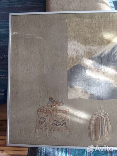 Картина, вулкан Фудзияма.Шелкография