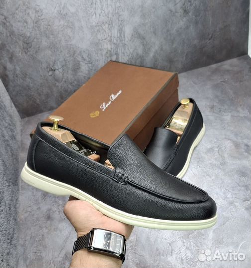 Лоферы мужские loro piana экокожа