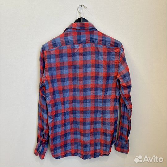 Льняная рубашка красная в клетку, Италия