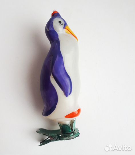Игрушка елочная на прищепке Пингвин, СССР