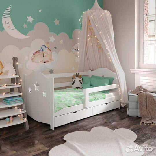 Кроватка детская высокий борт сингл из натуральног