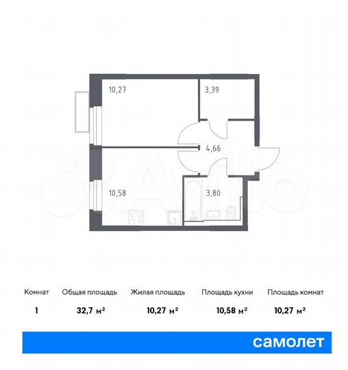 1-к. квартира, 32,7 м², 6/24 эт.