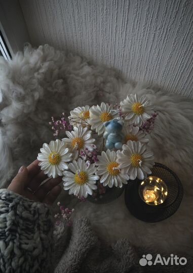 Букеты из свечей ромашек ручной работы