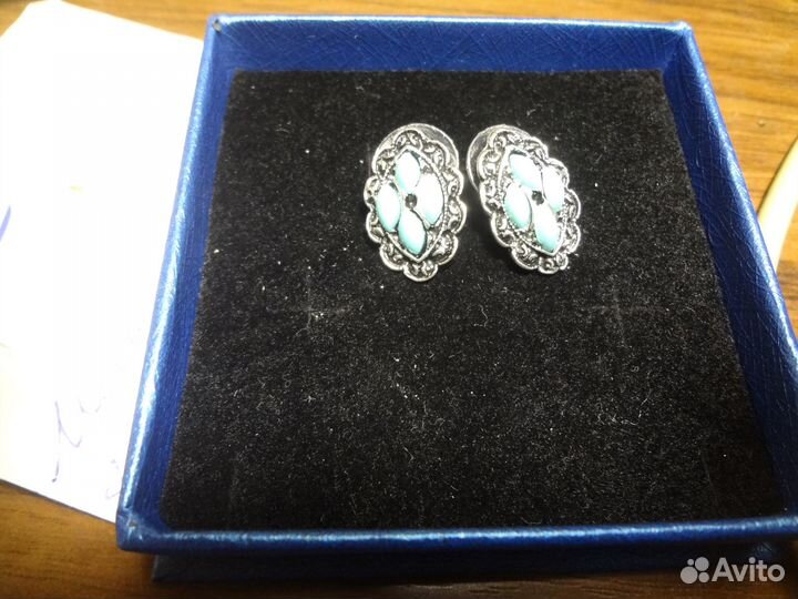 Серьги с аризонской бирюзой