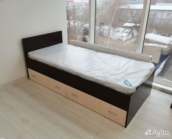 Кровать с матрасом 80х200 Марс с ящиками