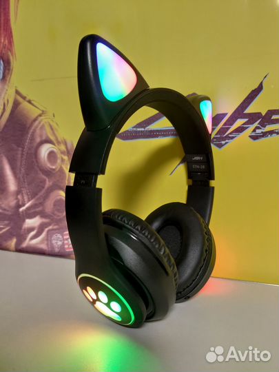 Наушники CAT детские bluetooth RGB - подсветка