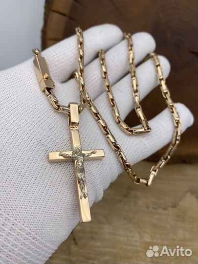 В наличии Золотая цепь московский бит с крестом