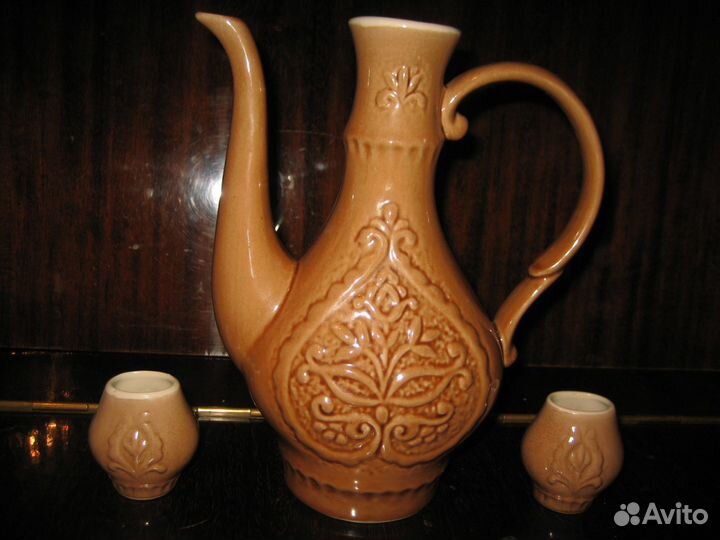 Глиняные кувшин, поильник СССР, набор Капучино