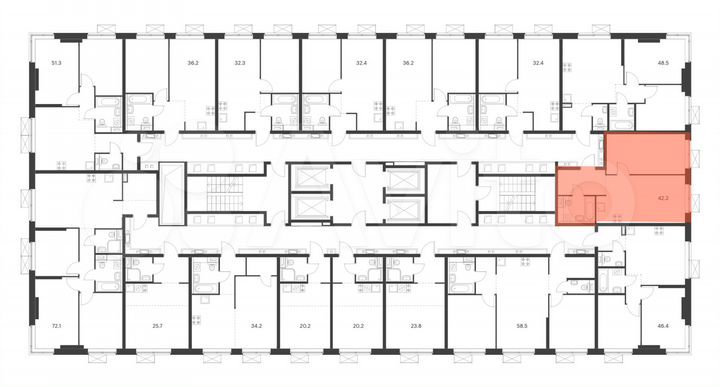 1-к. квартира, 42,2 м², 32/33 эт.