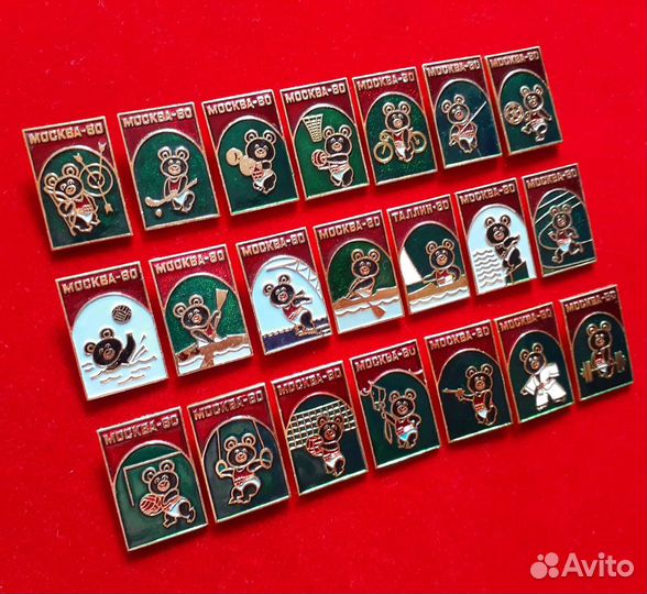 Полный набор значков Олимпиада 80. Мишка Олимпийск