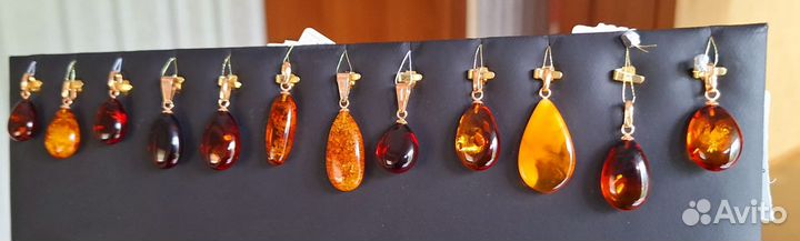 Золотой кулон 585 с янтарём