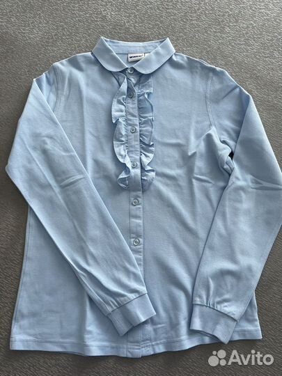 Школьная голубая блузка, 164р