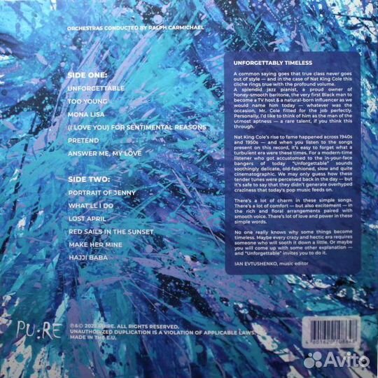 Виниловая пластинка Nat King Cole - Unforgettable