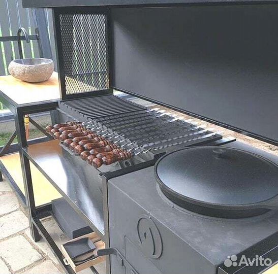 Мангал с печью под казан