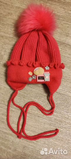 Шапка детская,красная,тёплая, осень-зима,4-8лет