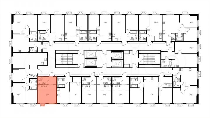 Квартира-студия, 25,4 м², 24/33 эт.