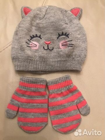 Шапочка и варежки на 1-2 года