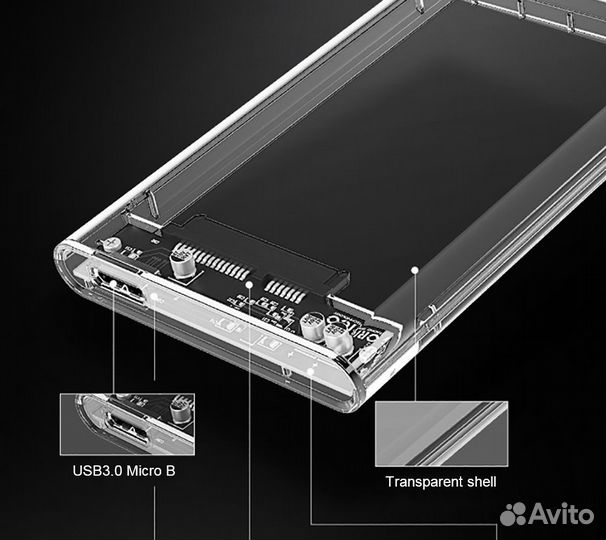 Прозрачная USB HDD коробка