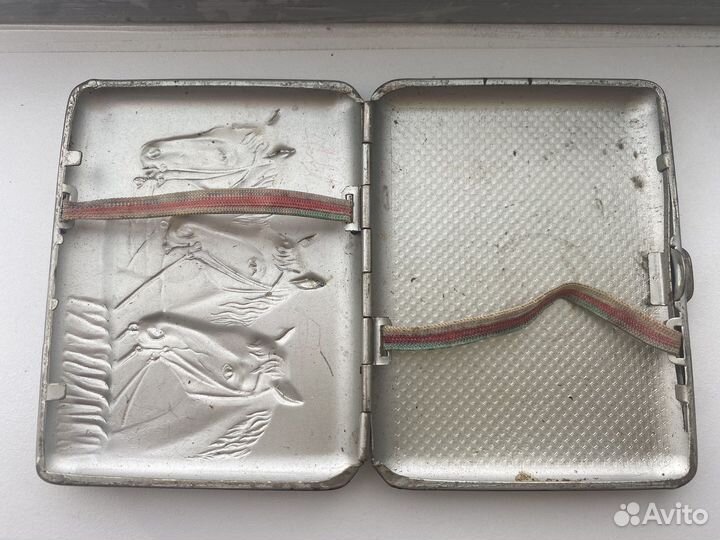 Портсигар Лошади металл