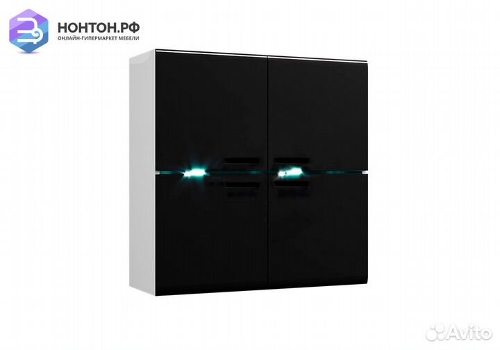 Шкаф навесной Квадро черный глянец / белый