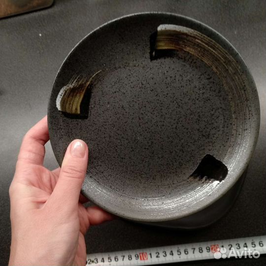 Тарелки черные в японском стиле, крафт, 6 шт