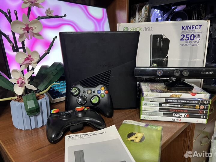 Шитый Xbox 360+3геймп.+коробка