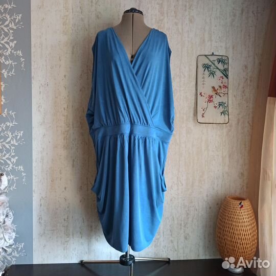 Платье васильковое большой размер 58-62